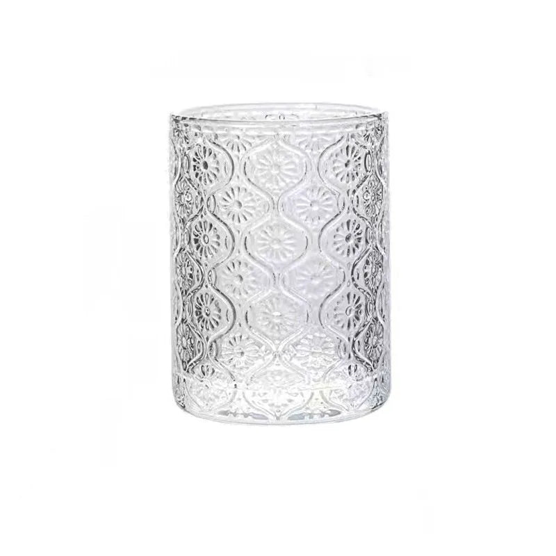 Begonia solid colour glass water cup shown in short 250ml and tall 360ml versions.