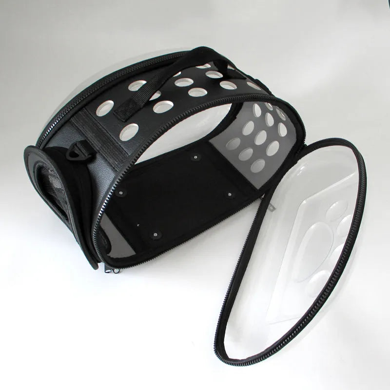 Breathable crossbody pet bag for small pets under 10 jin in solid colour with EVA and polyester fabric.