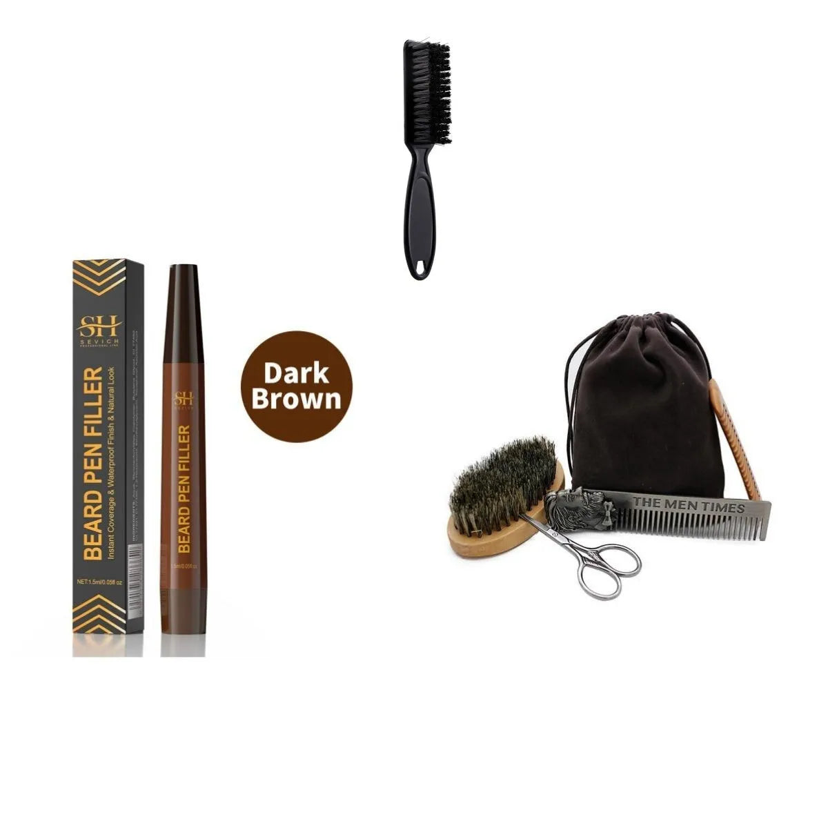 Men's sweatproof eyebrow pencil in black and dark brown for beard and hairline grooming
