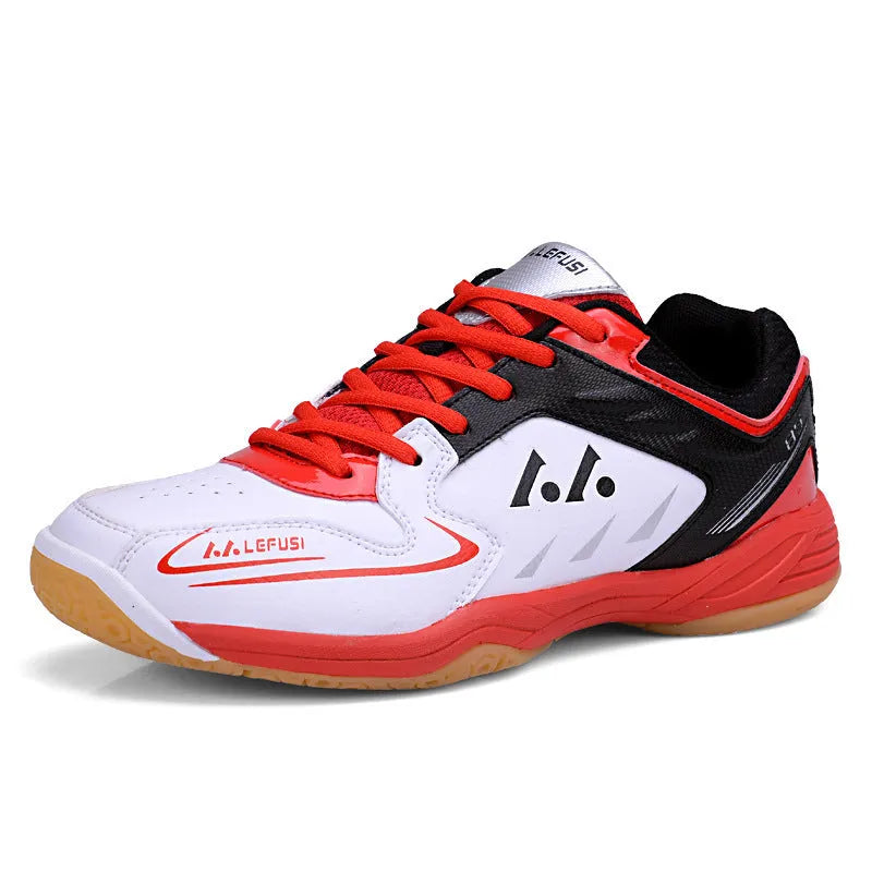 Casual multicolour low top badminton shoes with hand-painted MD sole in red, green, and pink for adults