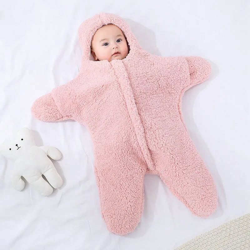 Cashmere baby sleeping bag with cotton interlayer in pink, grey, blue, or khaki for winter outings