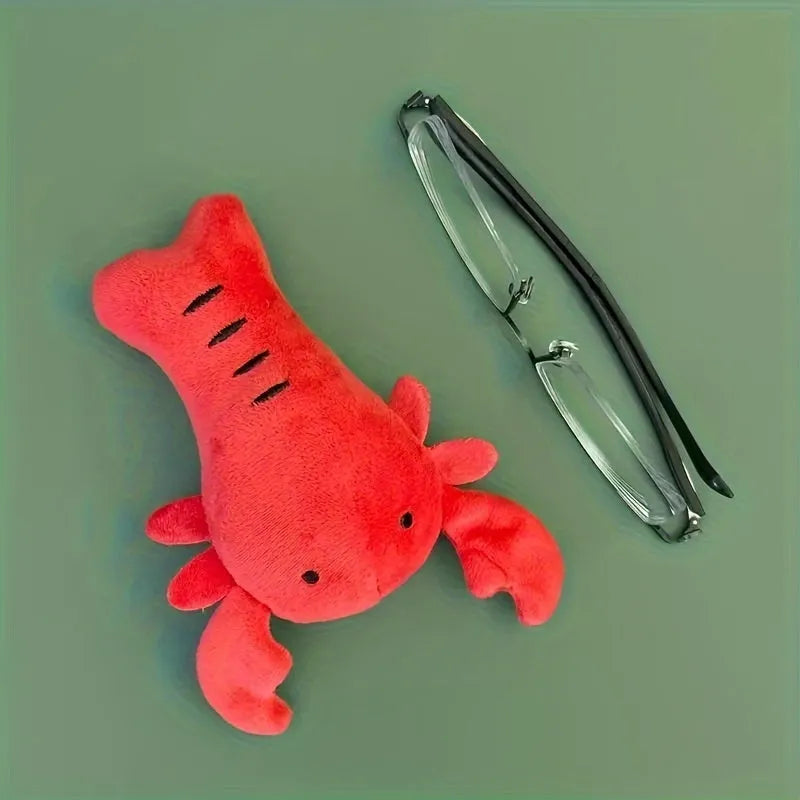 Red lobster shaped plush dog toy with squeaker for small and medium dogs
