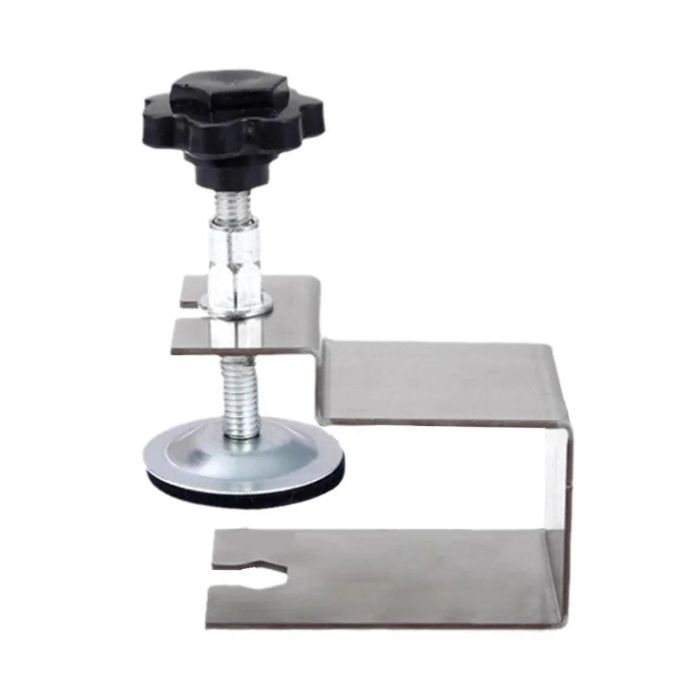 Stainless steel drawer panel fixing clip for cabinet and drawer assembly
