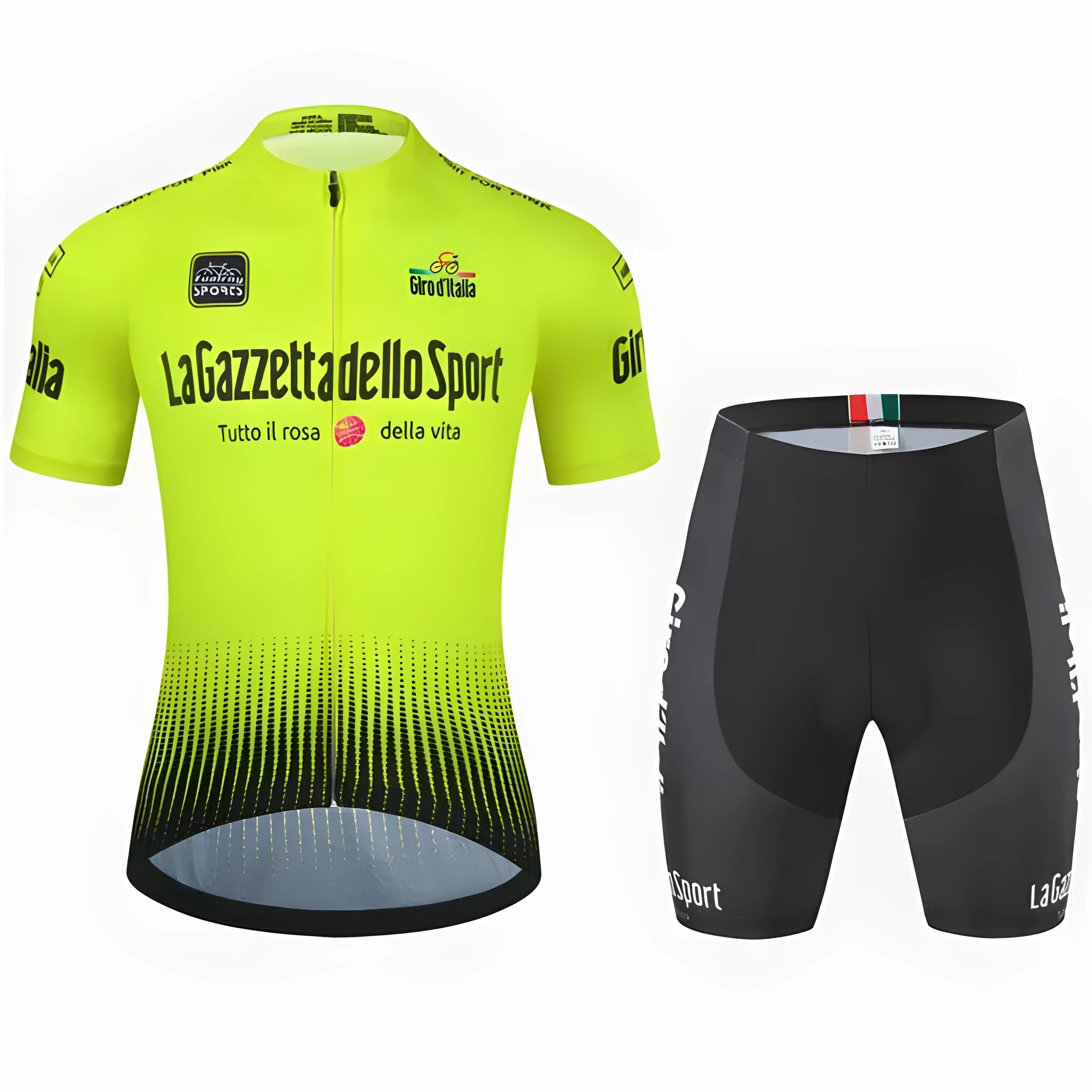 Loop brand short sleeve cycling jersey in a colour pattern, made of quick-dry polyester fabric.