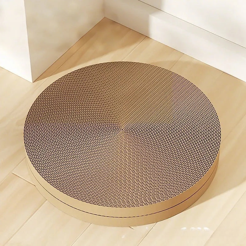 Round green cat scratching board nest with corrugated paper centre, 55 cm diameter