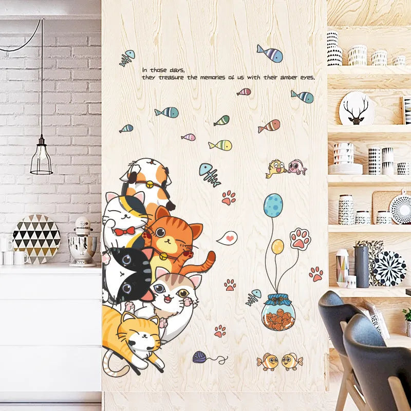 PVC cat Jiaraohan decorative door sticker 60x90cm modern simplicity for children's room
