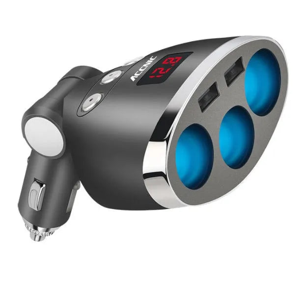 ACCNIC black round 2-port USB car charger for smartphones and small appliances