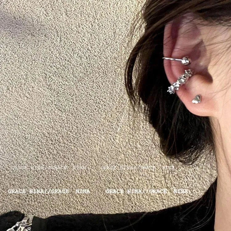 Irregular frosty style alloy ear clip earrings with geometry shape