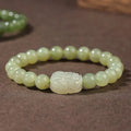 Grey Hetian jade ethnic style bracelet for women with polished beads