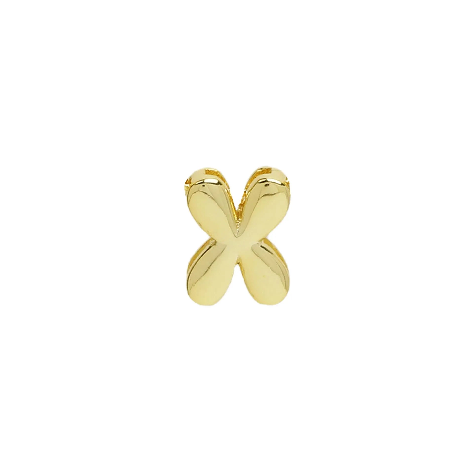 18k electroplated gold DIY letter name bracelet with smooth bubble surface on copper alloy