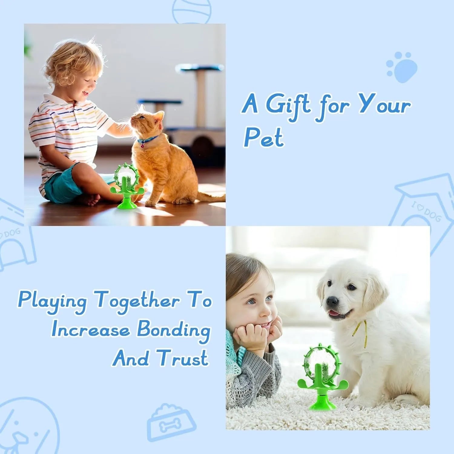 Interactive pet puzzle feeder toy with rotating food dispenser and sucker base in multiple colours