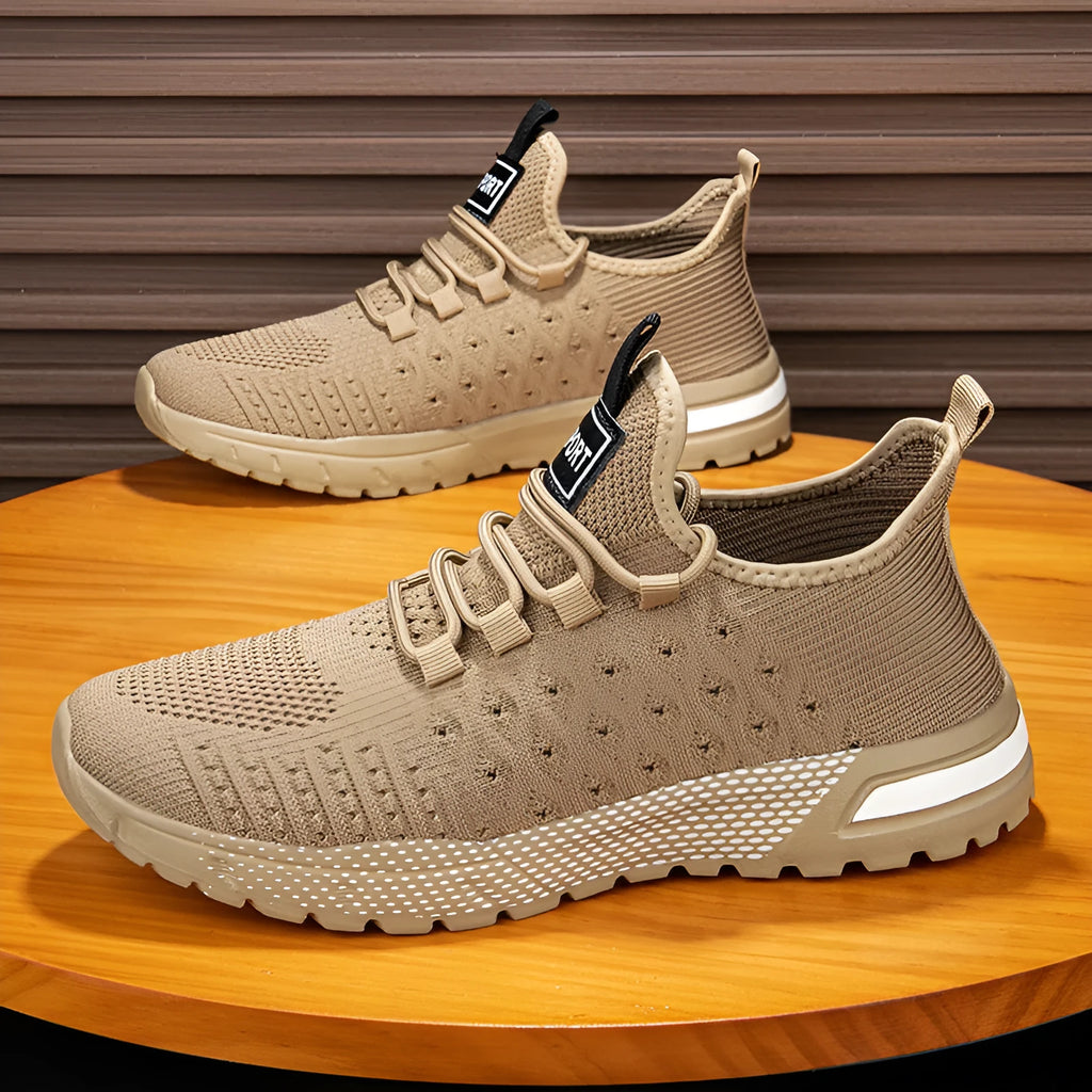 Men's mesh casual shoes in six solid colours including Army Green, Black, Dark Gray, Khaki, Light Gray and White