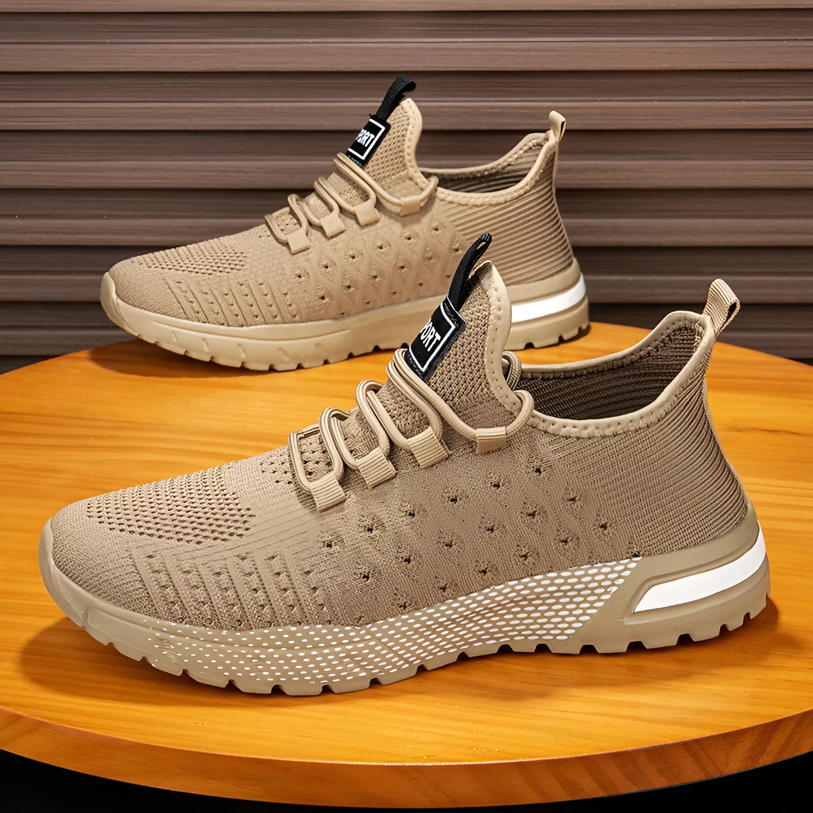 Men's mesh casual shoes in six solid colours including Army Green, Black, Dark Gray, Khaki, Light Gray and White