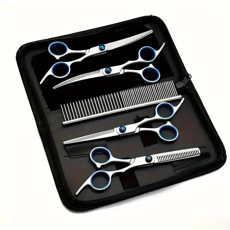 Portable home pet scissors beauty tools set metal split grooming scissors for dogs
