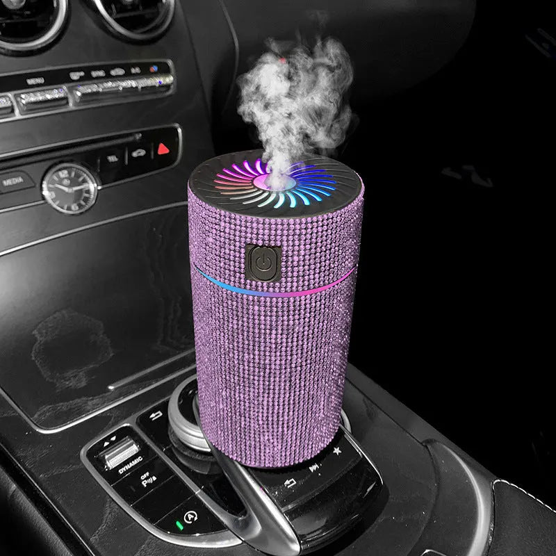 Car-mounted air humidifier and purification system with water-diamond filter measuring 14cm
