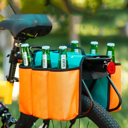Black and orange bicycle double-sided beverage shelf bag with 2L capacity and 600D PVC construction