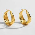 Stainless steel curved earrings with electroplated gold or steel finish in 25mm or 30mm sizes
