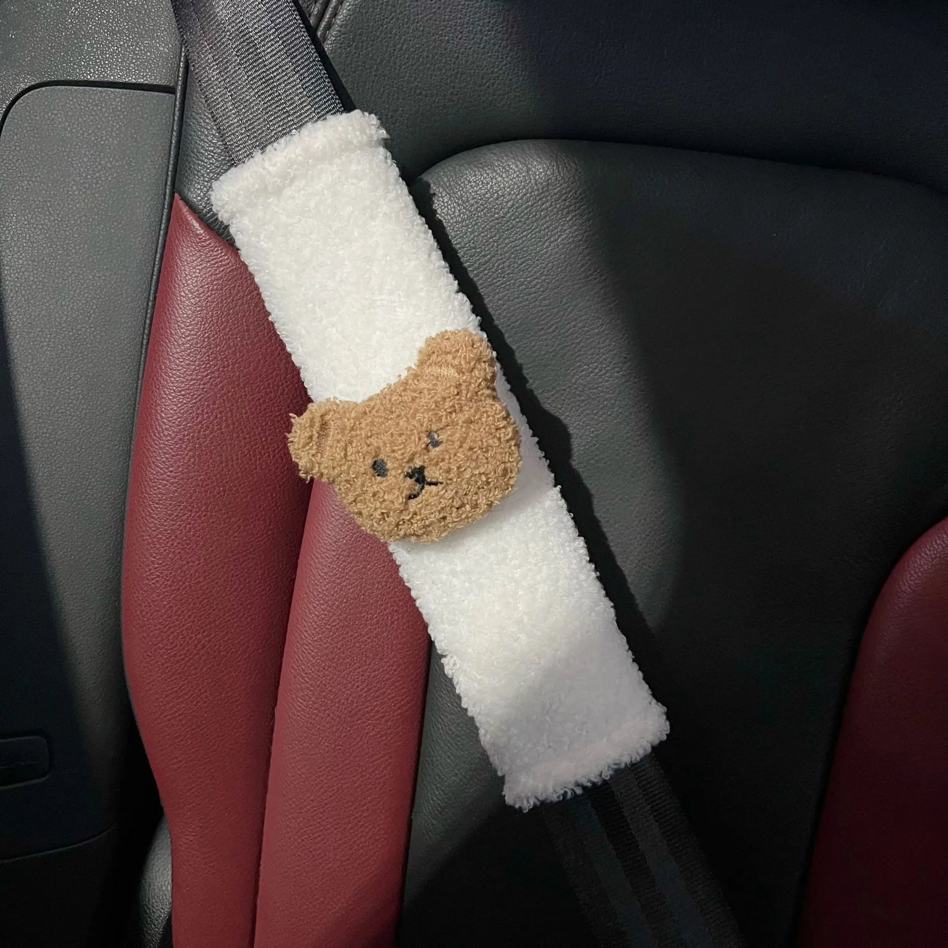 Cartoon bear plush car seat belt protective cover for baby car seats measuring 25cm