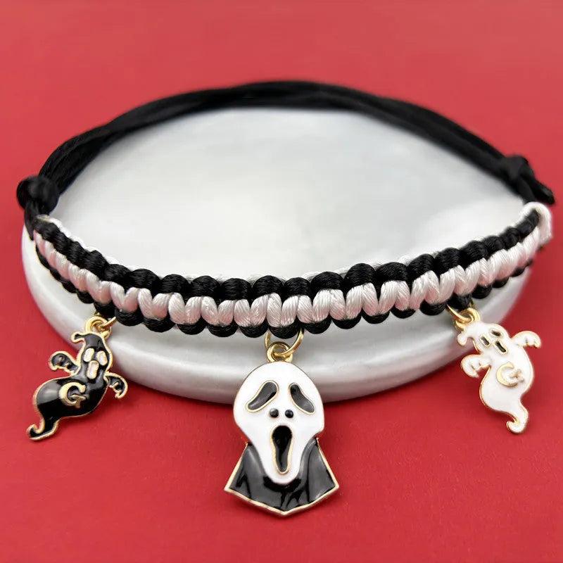 Zinc alloy Halloween pet collar decoration with geometric pumpkin bat pattern for small dogs 15-38 cm