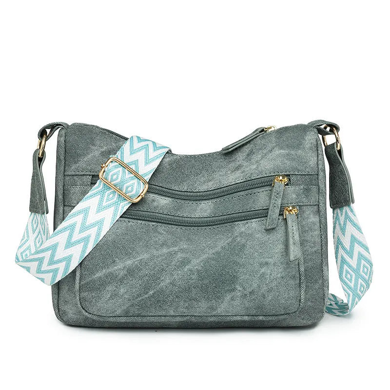 Large capacity one shoulder crossbody bag for women, soft PU leather, waterproof and wear-resistant, outer sandwich pocket, zippered change pocket, available in five colours