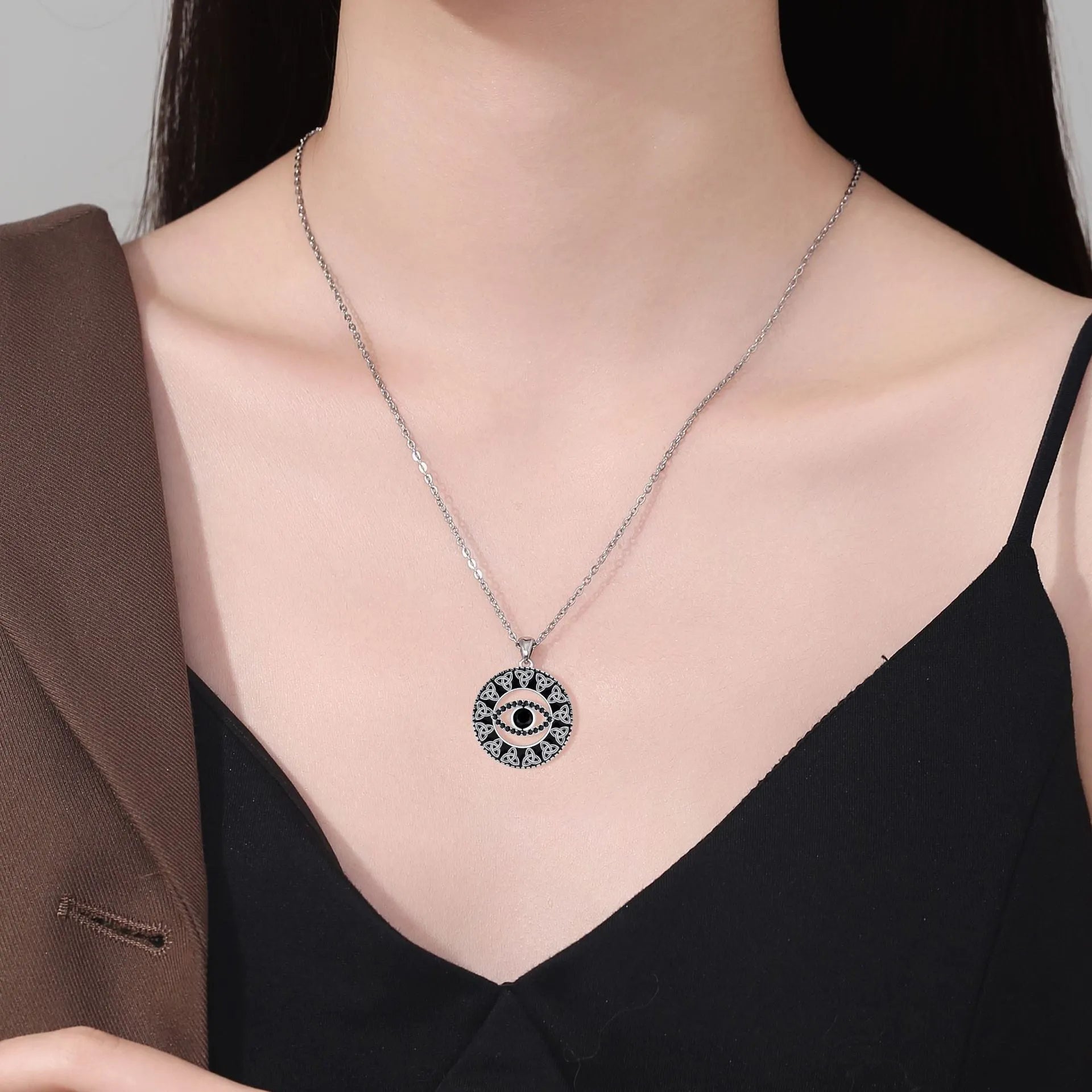 Devil's Eye necklace for women with copper electroplated chain and pendant