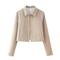 Women's herringbone pattern summer suit with long sleeve coat and straight-leg trousers