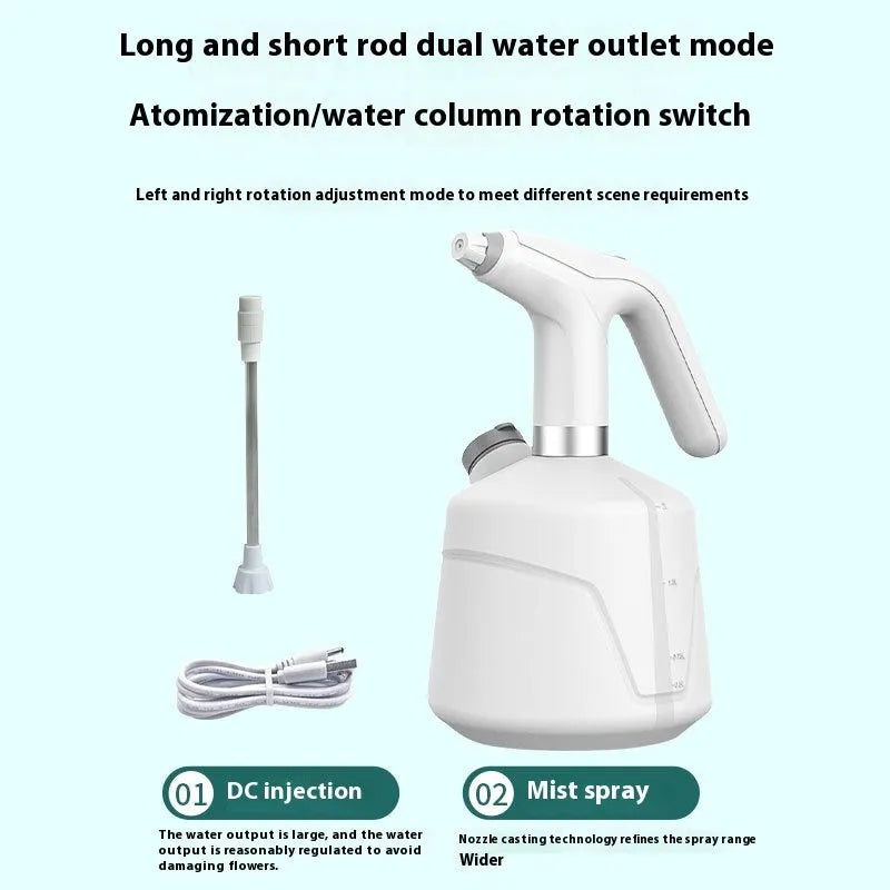 Electric watering flower sprayer 2L capacity in white plastic for gardening