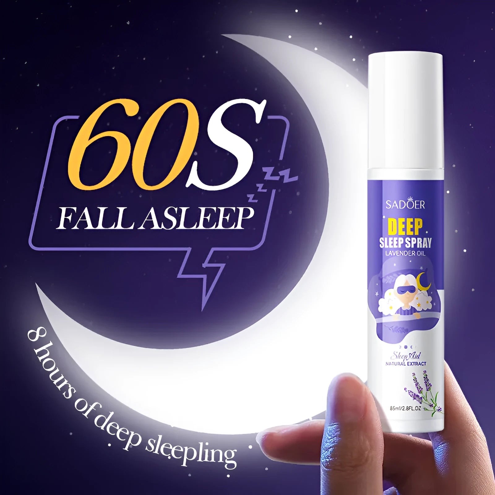 85ml fatigue relief sleep spray bottle with lavender and camomile natural aromatherapy formula