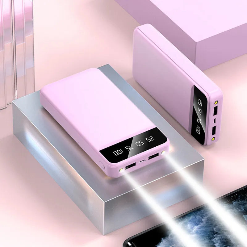20000mAh polymer power bank in four colour options showing multiple USB ports