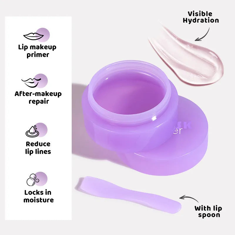 Exfoliating lip balm treatment with scraper tool in packaging