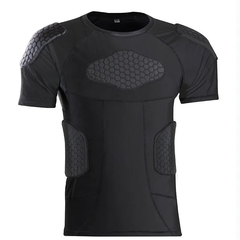 Anti-collision football training suit olive jersey with T-shirt shorts and vest protective padding polyester Lycra lining adult neutral
