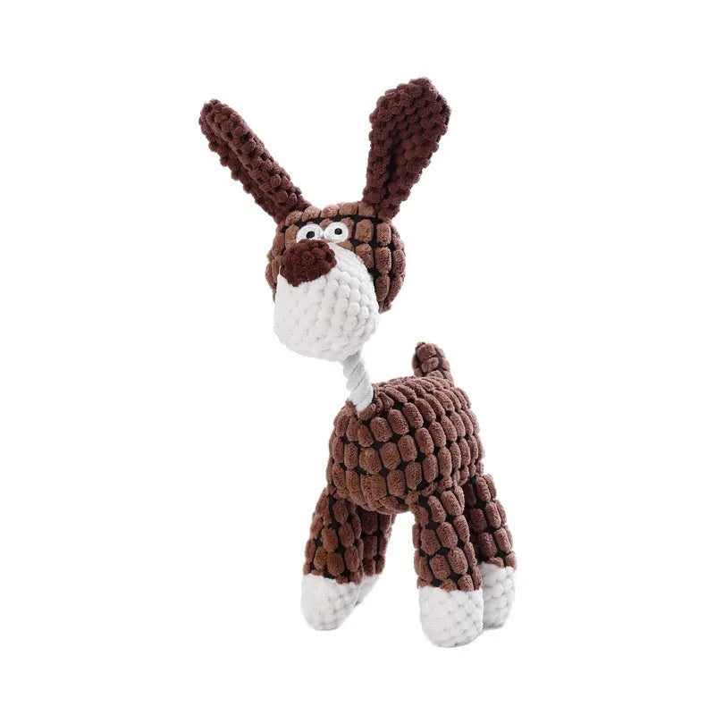 Bite-resistant puppy plush toy in donkey style with pink gray colour, soft plush material for teething