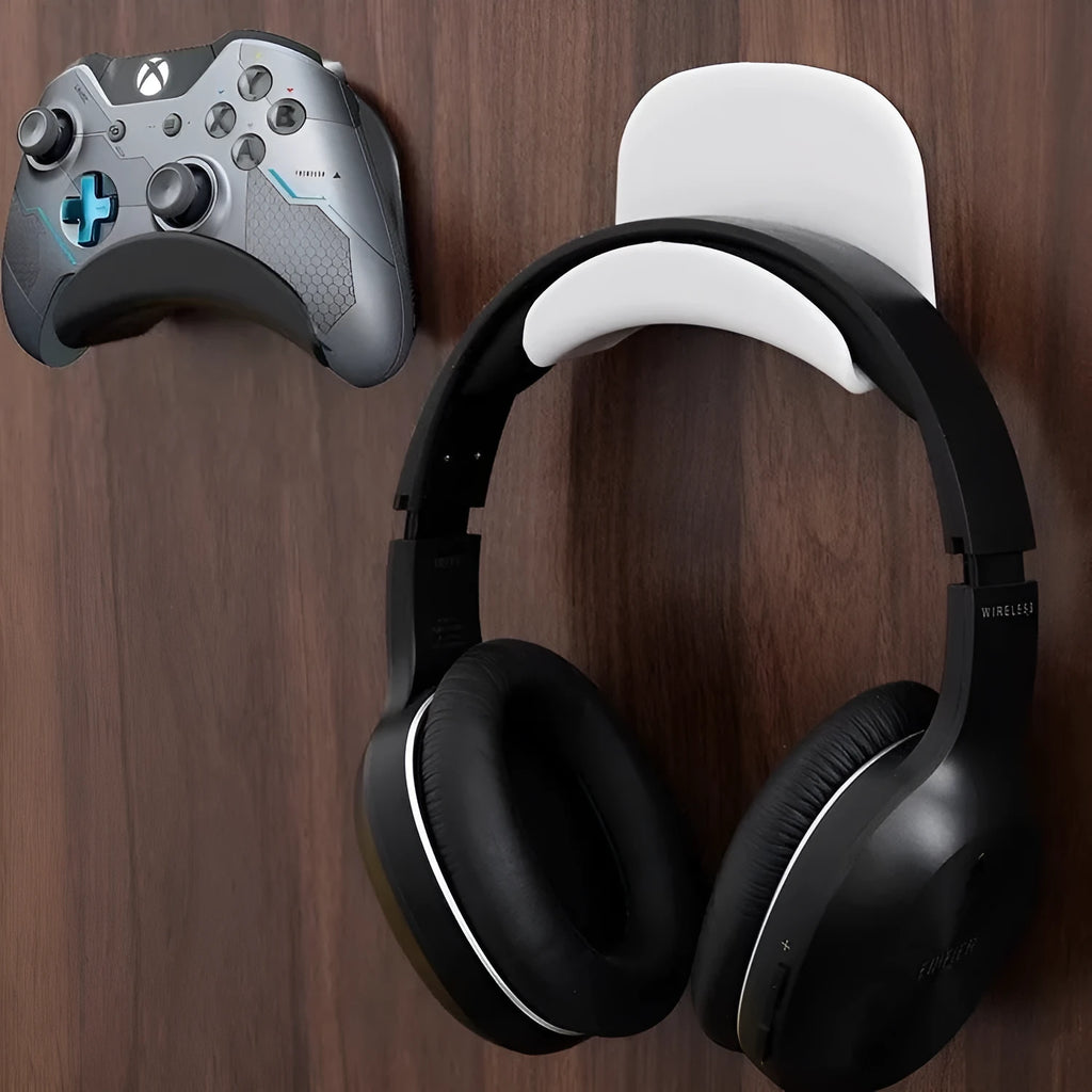 Fashion punch-free computer headset hook in black plastic with modern simplicity design