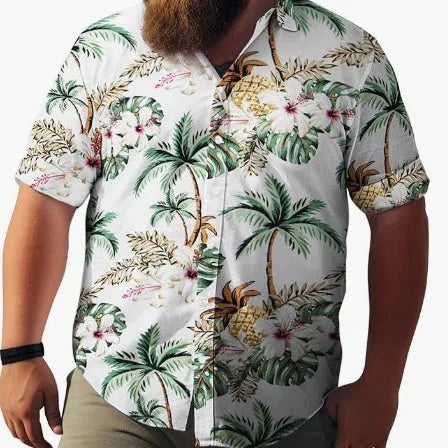 Men's plus size short sleeve cardigan in slim fit with digital print, available in multiple colours and sizes S to 5XL