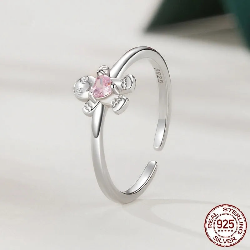 Original Christmas 925 sterling silver stud earrings and ring set in gift box