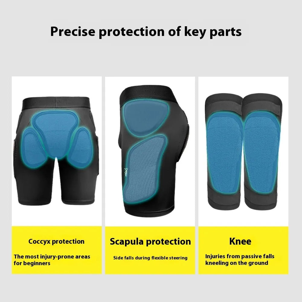 X-ray diffraction ski protective gear with hip pads and knee pads for waist and knee protection during sports