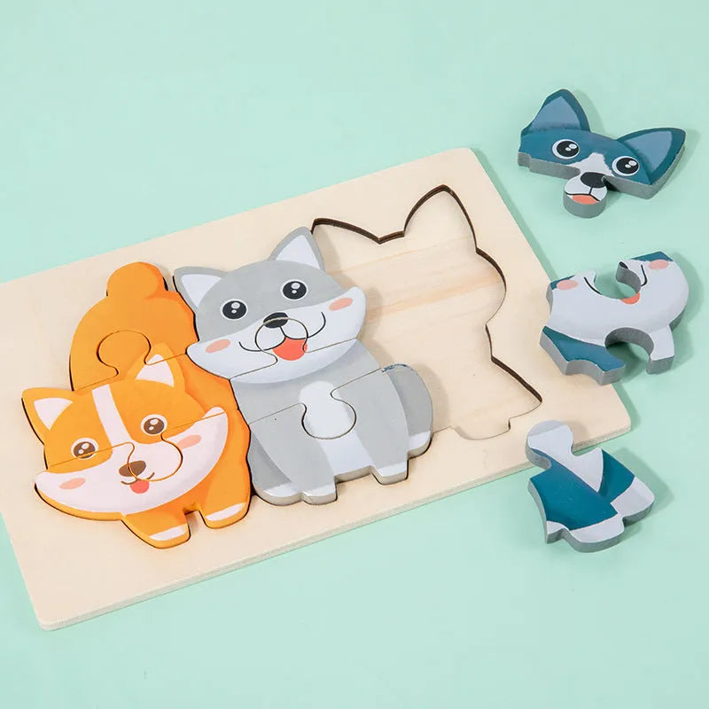 Wooden animal three-dimensional puzzle board with pieces in elephant design for children aged 4 to 6 years