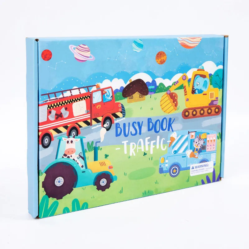 Children's early education velcro quiet book with white cardboard pages, dinosaur theme, 45x42x32 cm