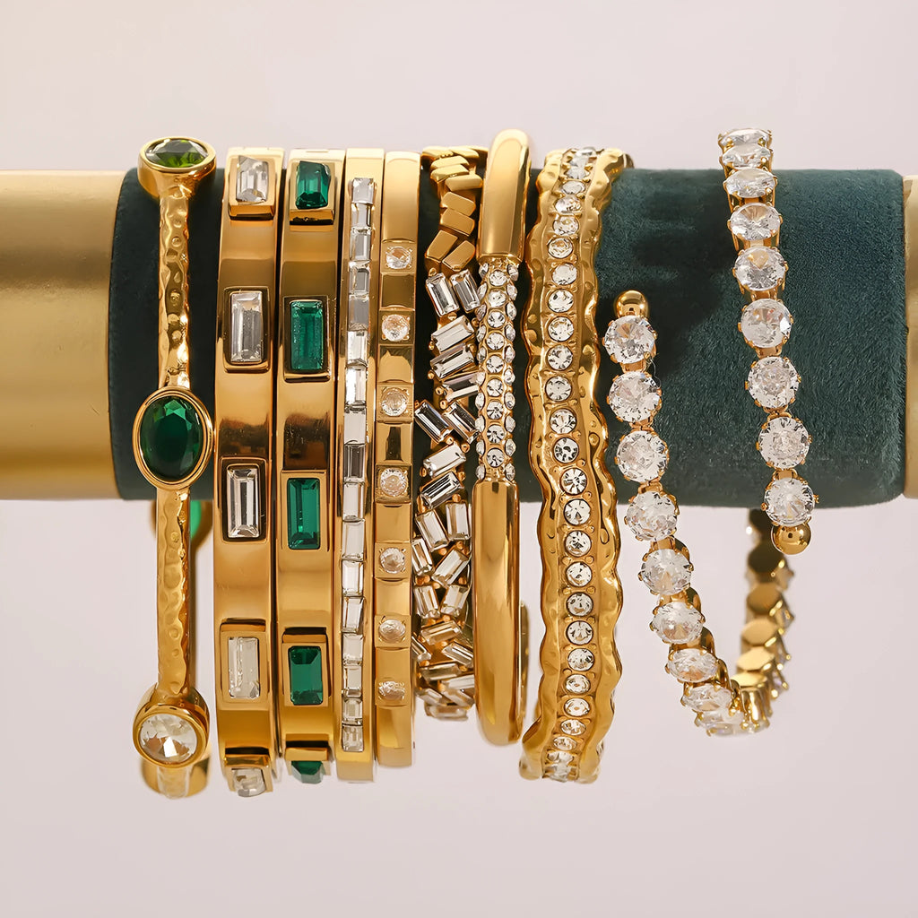 Stainless steel zircon bracelet with electroplated finish in colour JDB201271, European American style