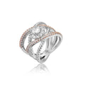 Creative cross zircon ring in rose gold colour separation on copper band