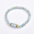 Myanmar natural jade round ice bead bracelet with geometric beads and emerald green colour