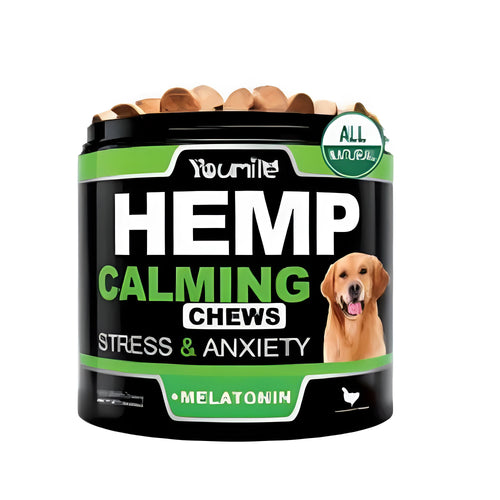 Calm Down And Chew stress relief supplement bottle with 120 chewable soft gel capsules