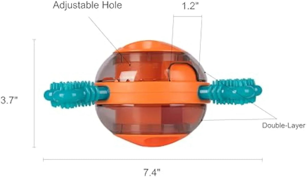 Blue rubber interactive chew toy and slow feeder for small medium dogs.