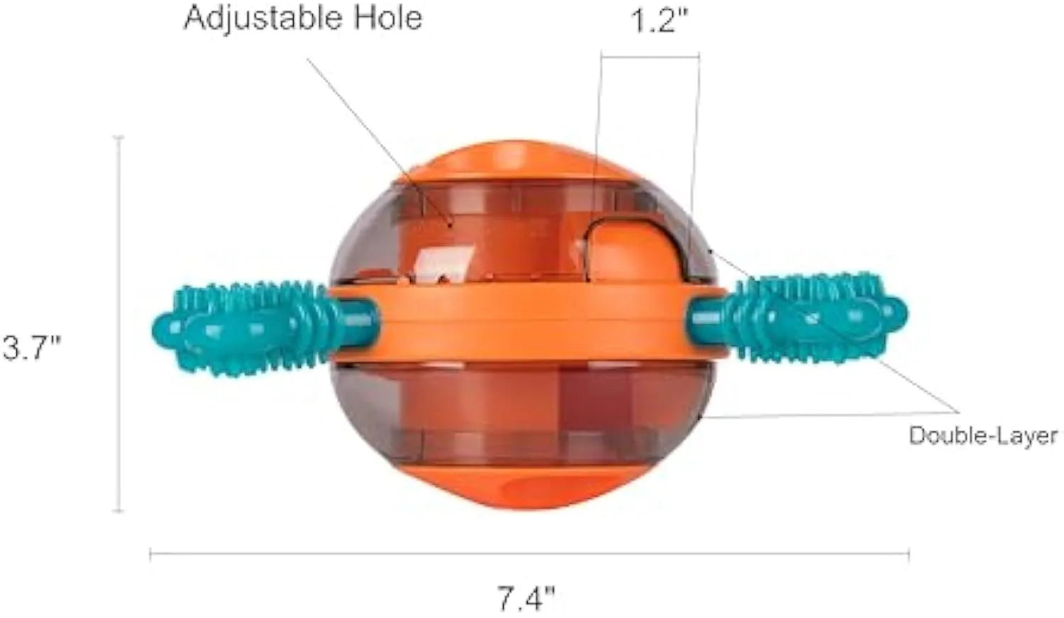Blue rubber interactive chew toy and slow feeder for small medium dogs.
