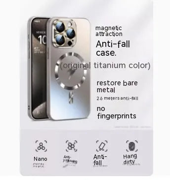 Frosted glass magnetic suction phone case in matte finish for iPhone 15 Pro Max, anti-fingerprint drop protection
