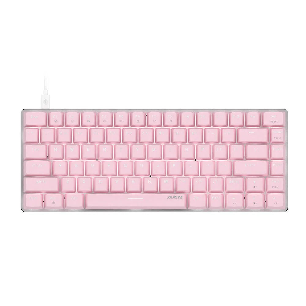 82-key mechanical keyboard with white backlight, metal case, and USB cable