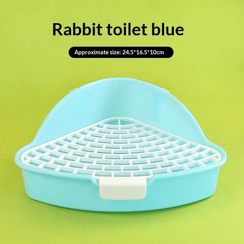 Triangular plastic pet toilet potty for rabbits and guinea pigs in white colour option