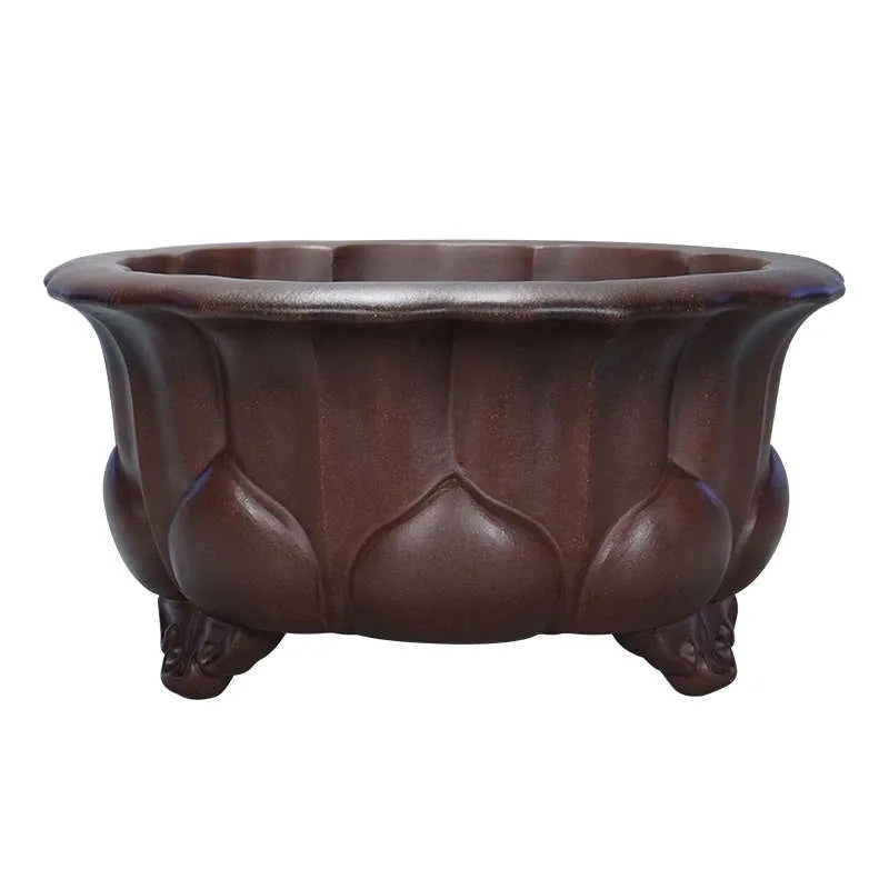 Antique style purple sand ceramic succulent planter measuring 37cm wide and 20cm high.