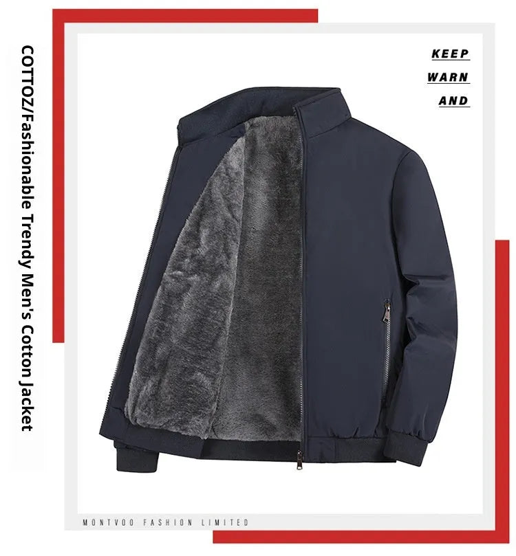 Men's winter cotton coat thickening polyester fibre filling black dark blue sizes M-8XL