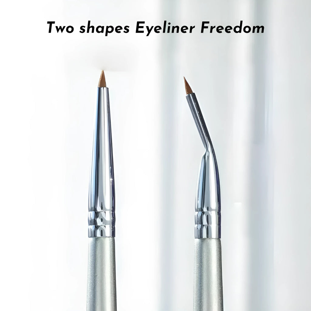 Bend head eyeliner brush with angled synthetic bristles for precise under eye and tear trough makeup application